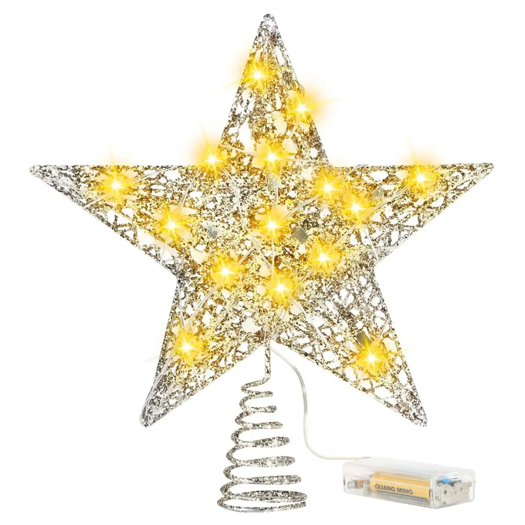 Illuminate Your Holidays with Our Gold Christmas Tree Topper – 20 LED Lights