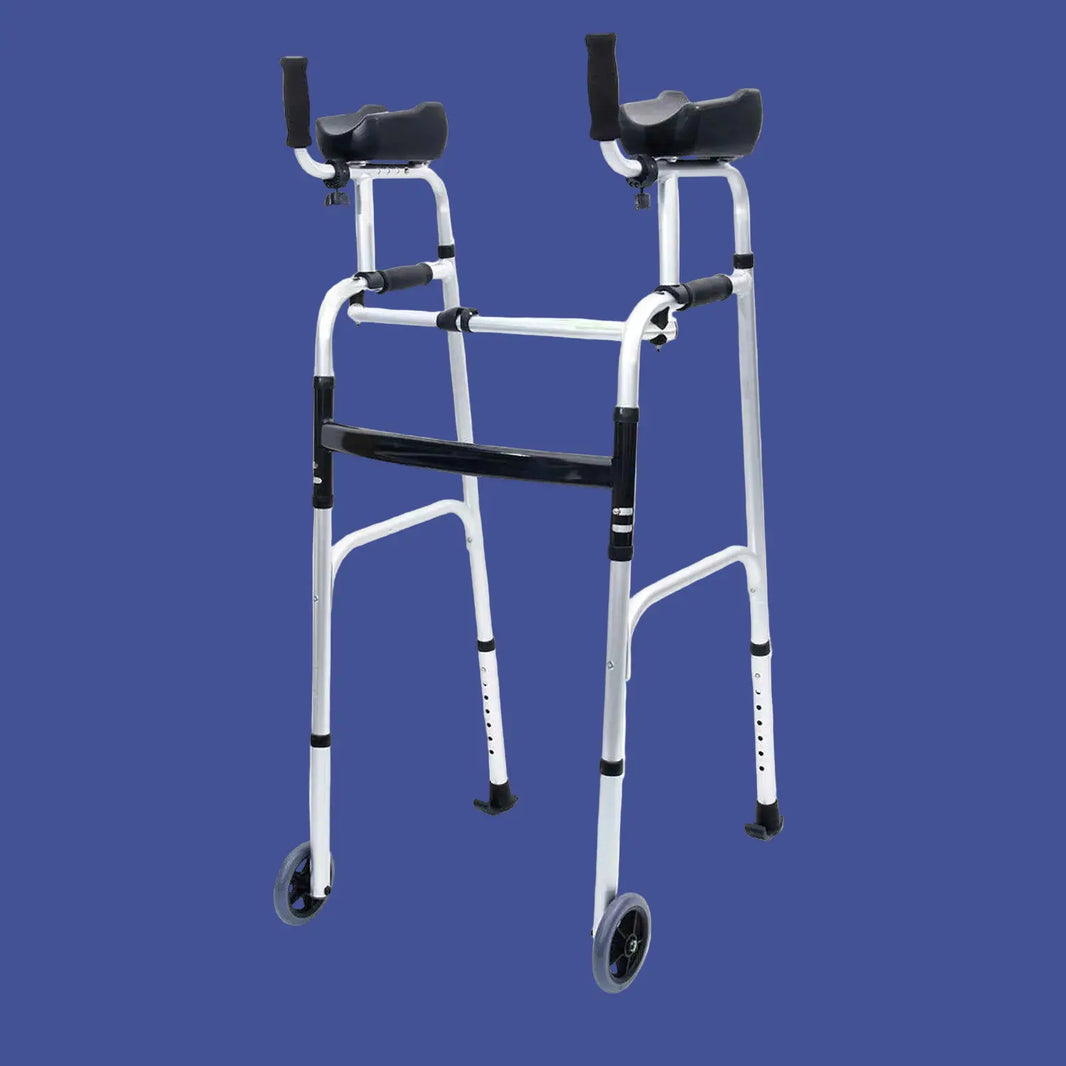 Orthonica Folding Rollator Walker Aluminium Adjustable Handles With Cane Box