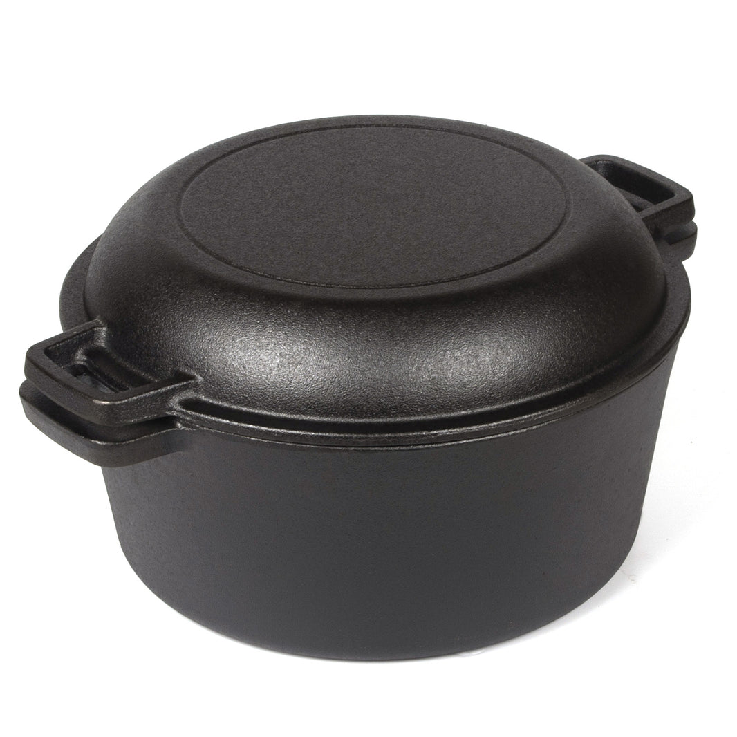 26cm Pre-Seasoned Cast Iron Dutch Oven Skillet Set - Durable 2-in-1 Cookware with Lid