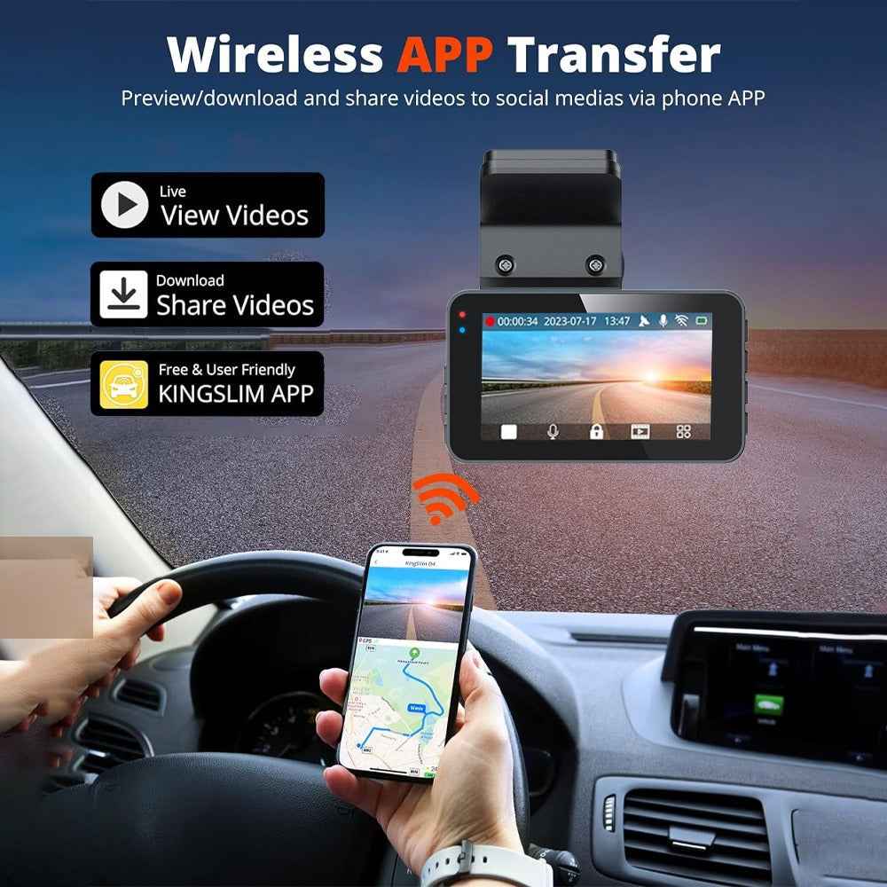4K Dual Dash Cam with WiFi GPS ADAS | Front and Rear Car Camera Recorder + 32GB Card
