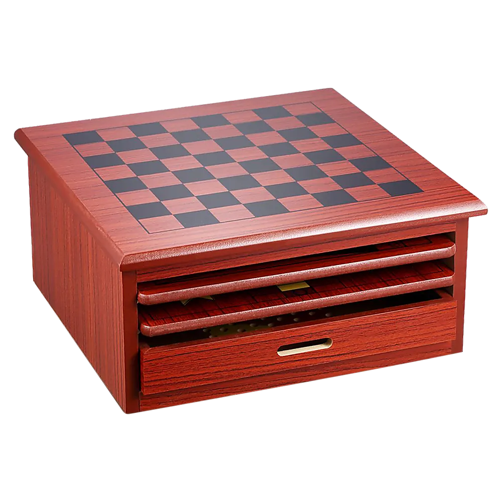 10 in 1 Wooden Chess Set - Slide Out Checkers House Unit Game