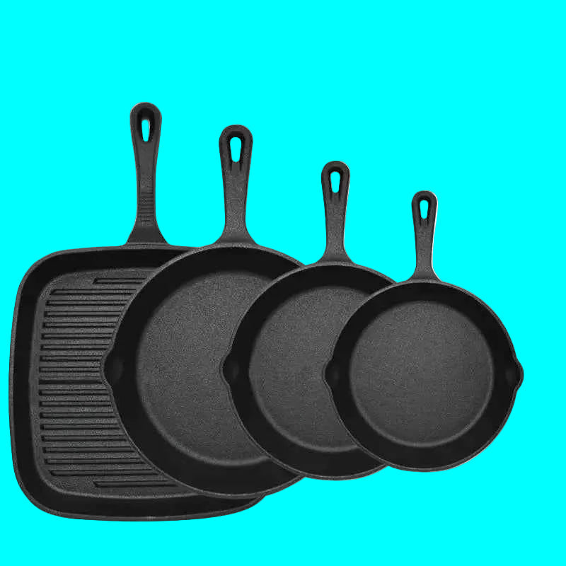 4-Piece Cast Iron Skillet Set — Grill, Fry & Camp Like a Pro