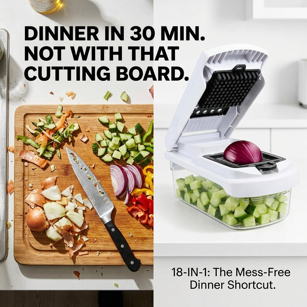 18-in-1 Vegetable Chopper Mandoline Slicer Kitchen Gadgets with Container for Effortless Chopping, Dicing, and Slicing