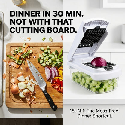 18-in-1 Vegetable Chopper Mandoline Slicer Kitchen Gadgets with Container for Effortless Chopping, Dicing, and Slicing