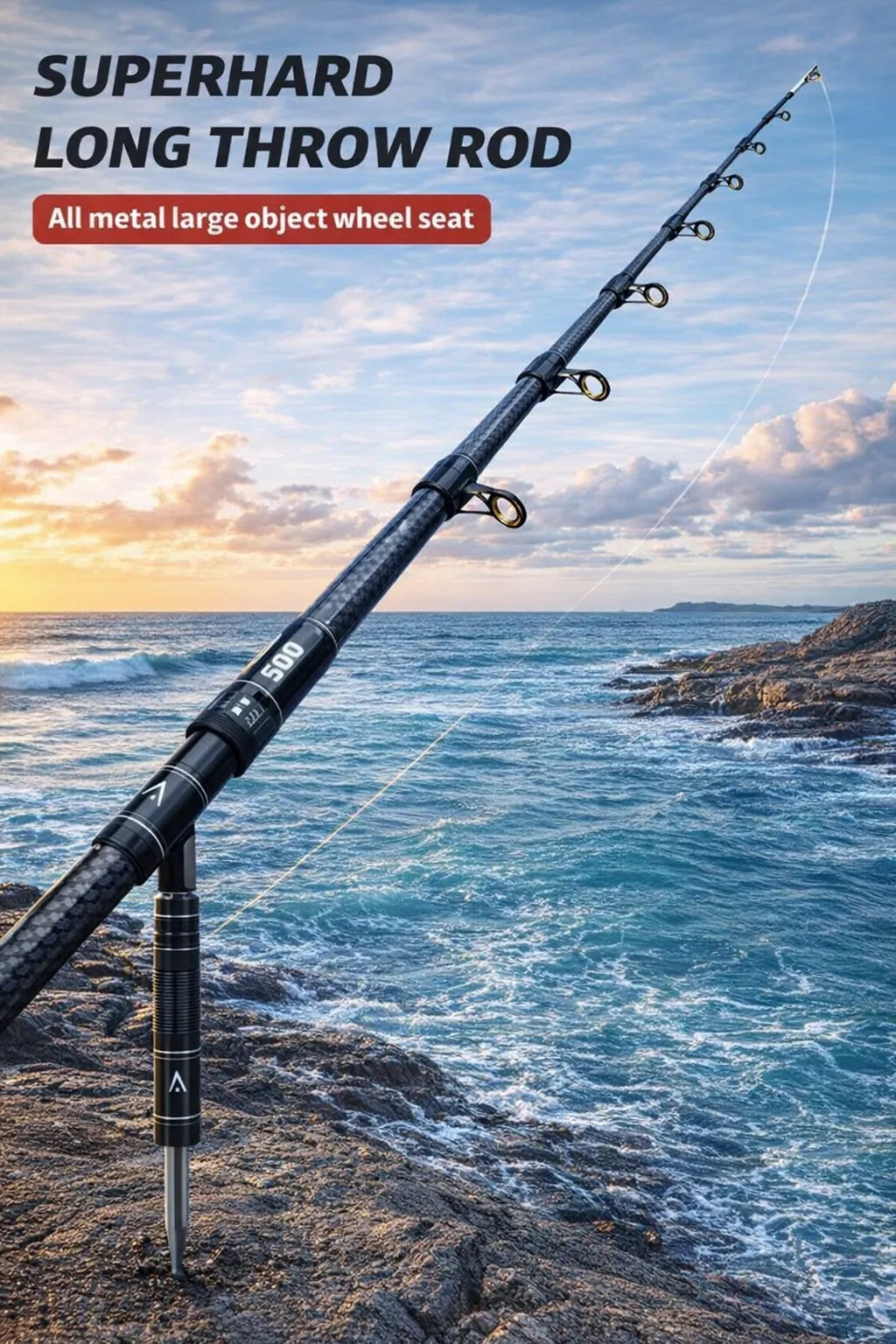 Ultra-hard carbon fiber fishing rod 3m, with anti-slip handle and metal ground inserts - suitable for sea rock fishing, surfing casting and long-range casting