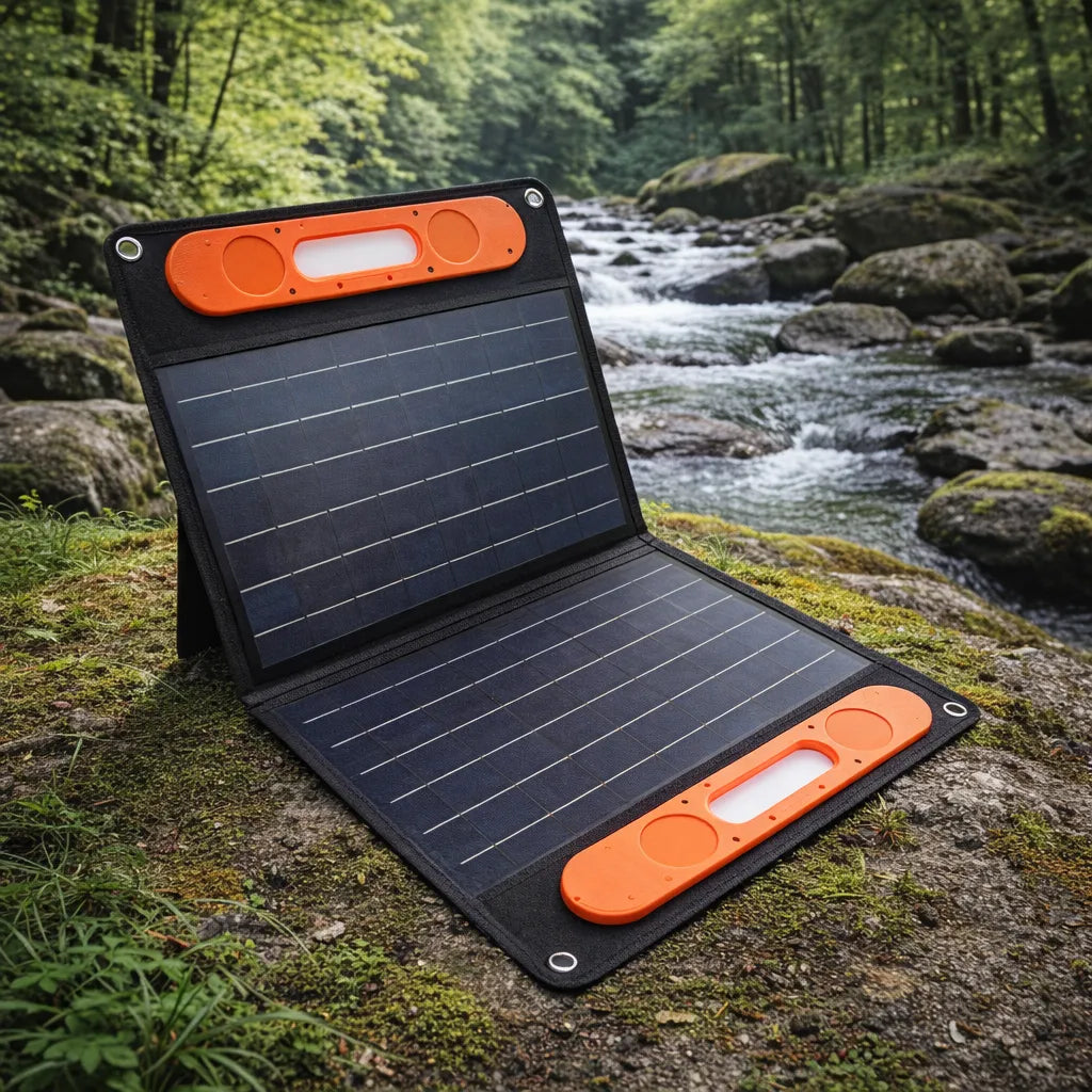 60W 18V Portable Solar Panel Kit Dual USB Port Monocrystalline Folding Solar Charger with Support Bracket for Outdoor Camping