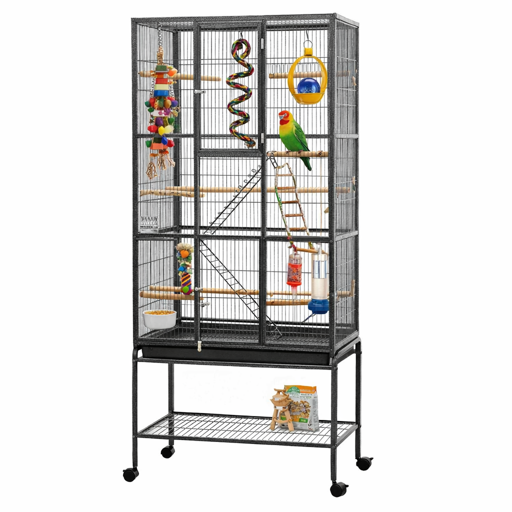 Ultimate 176cm Large Bird Cage for Parrots: Spacious 3-Tier Aviary with Ladder & Play Area