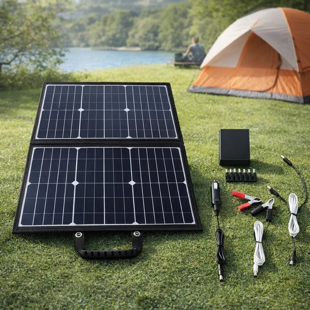 60W Foldable Solar Panel 18V DC Output USB A Port Type C Port Monocrystalline Panel Solar Portatif for Cell Phone Tablet Outdoor Camping