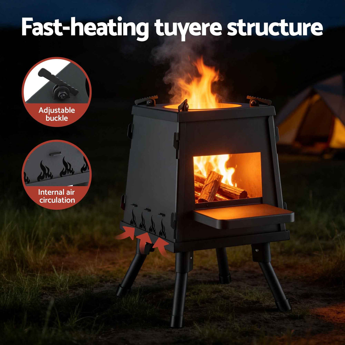 Grillz Portable Outdoor Fire Pit BBQ Metal Camping Stove for Boiling Water and Picnics