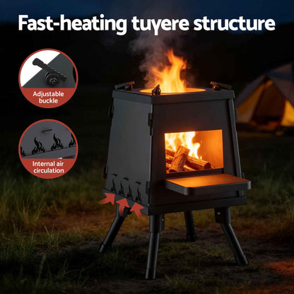 Grillz Portable Outdoor Fire Pit BBQ Metal Camping Stove for Boiling Water and Picnics