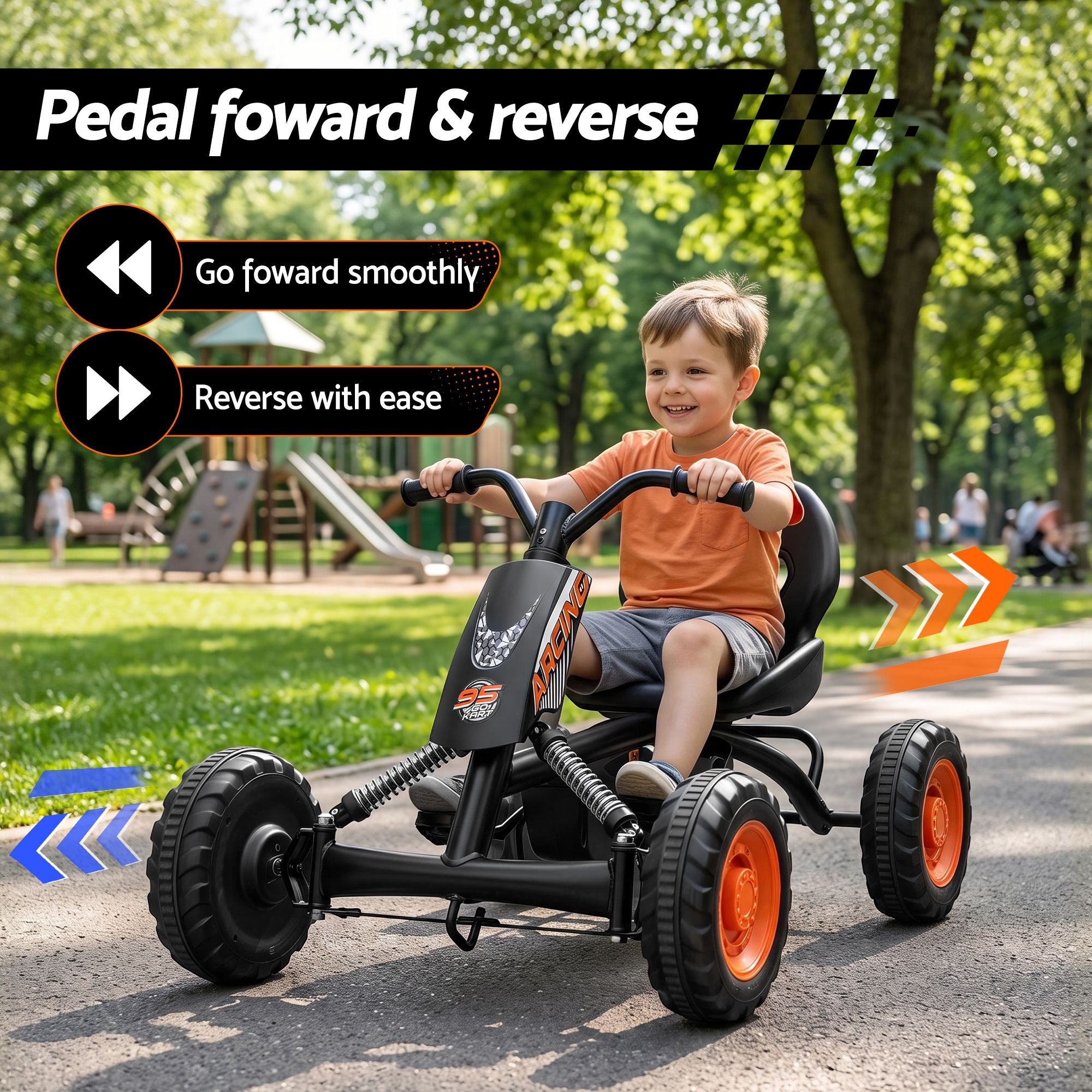 Experience Thrills with the Rigo Pedal Go Kart for Kids - Forward/Reverse Fun!