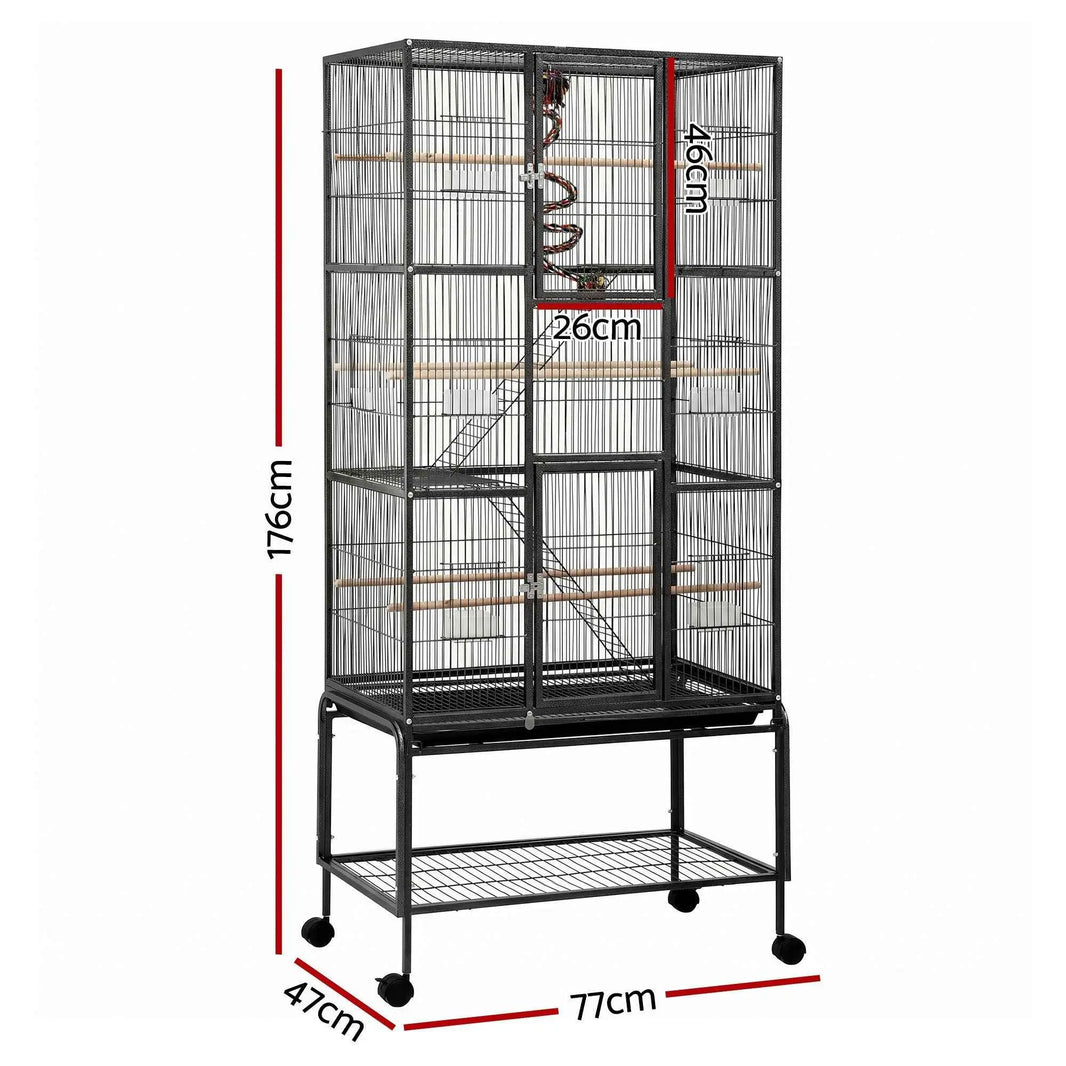 Ultimate 176cm Large Bird Cage for Parrots: Spacious 3-Tier Aviary with Ladder & Play Area