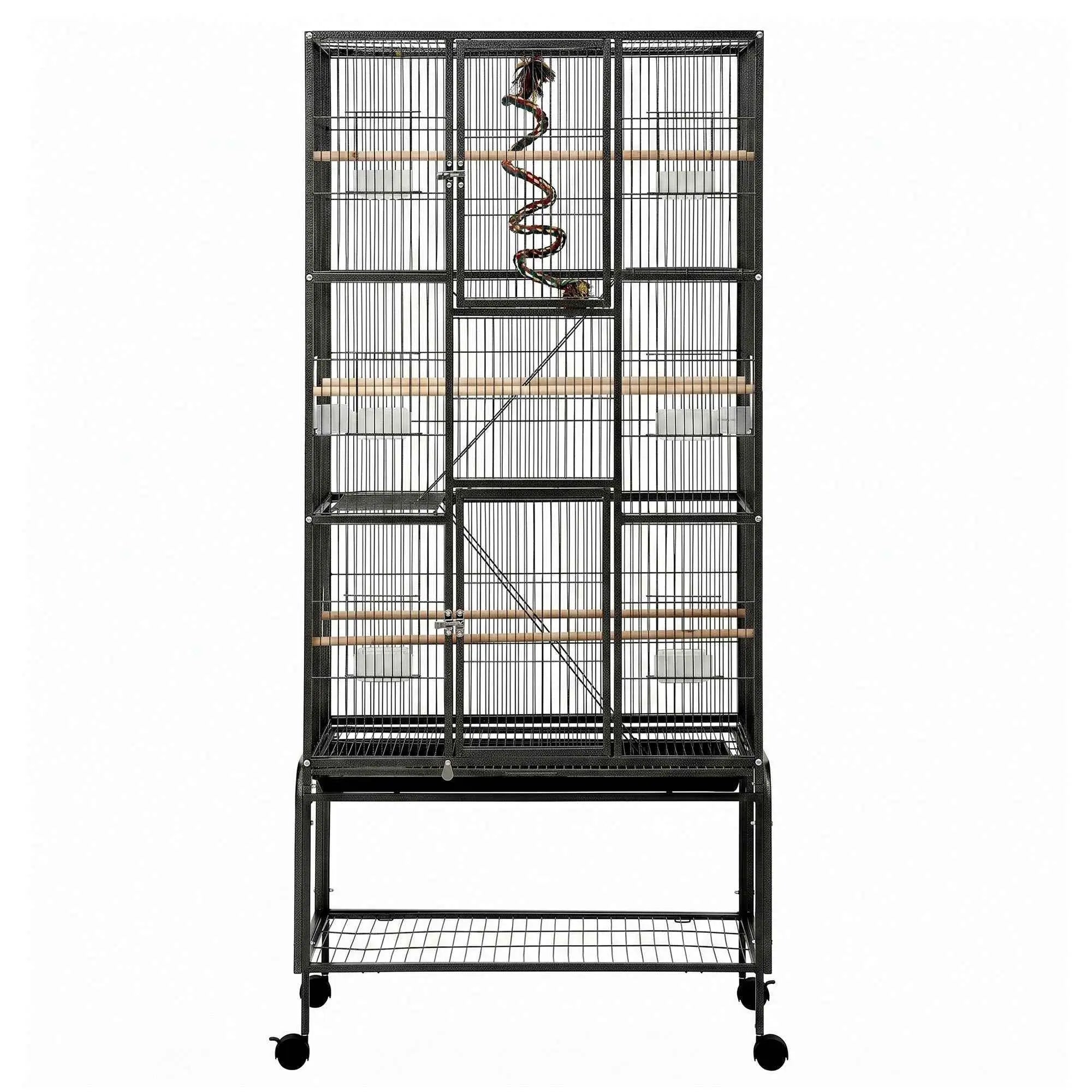 Ultimate 176cm Large Bird Cage for Parrots: Spacious 3-Tier Aviary with Ladder & Play Area