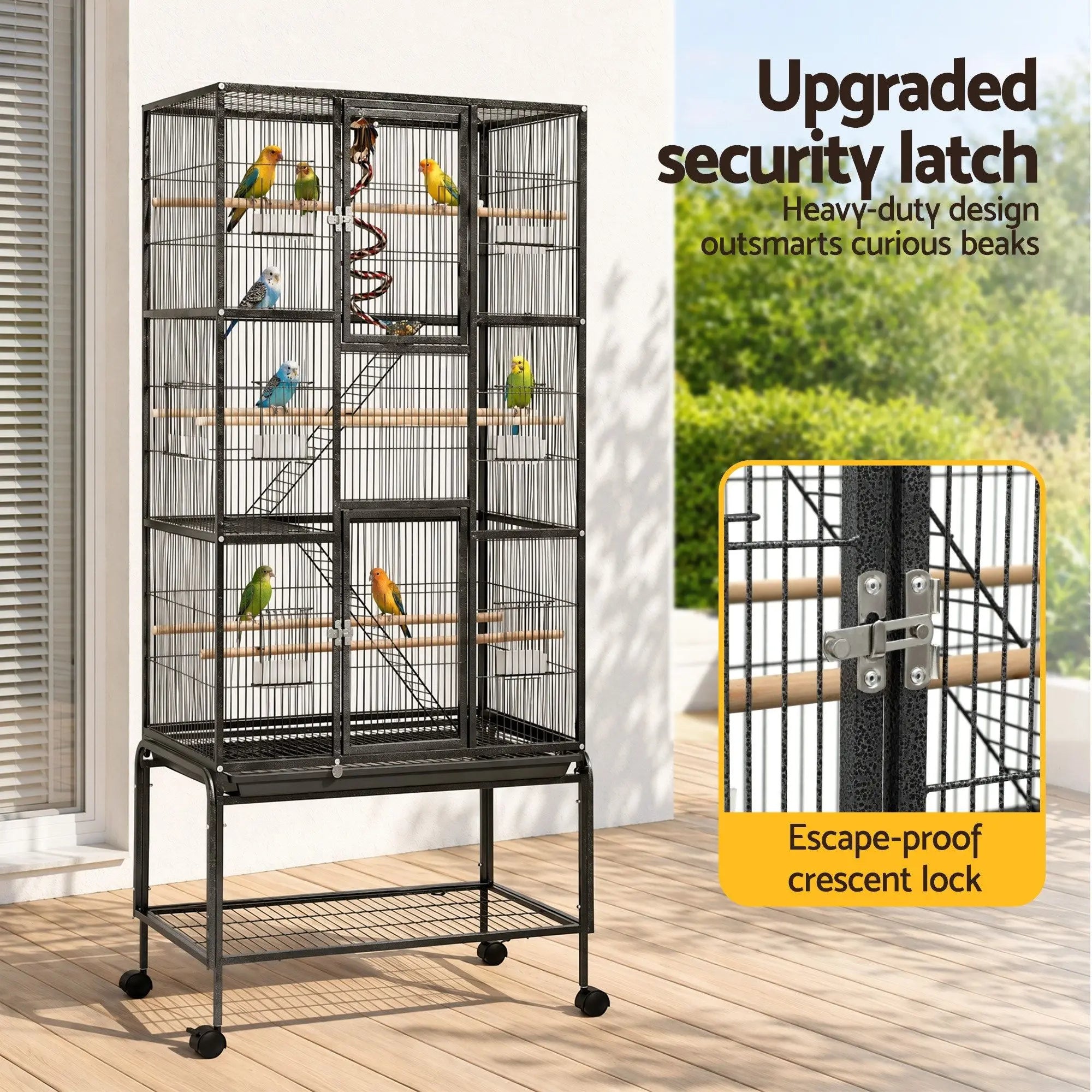 Ultimate 176cm Large Bird Cage for Parrots: Spacious 3-Tier Aviary with Ladder & Play Area