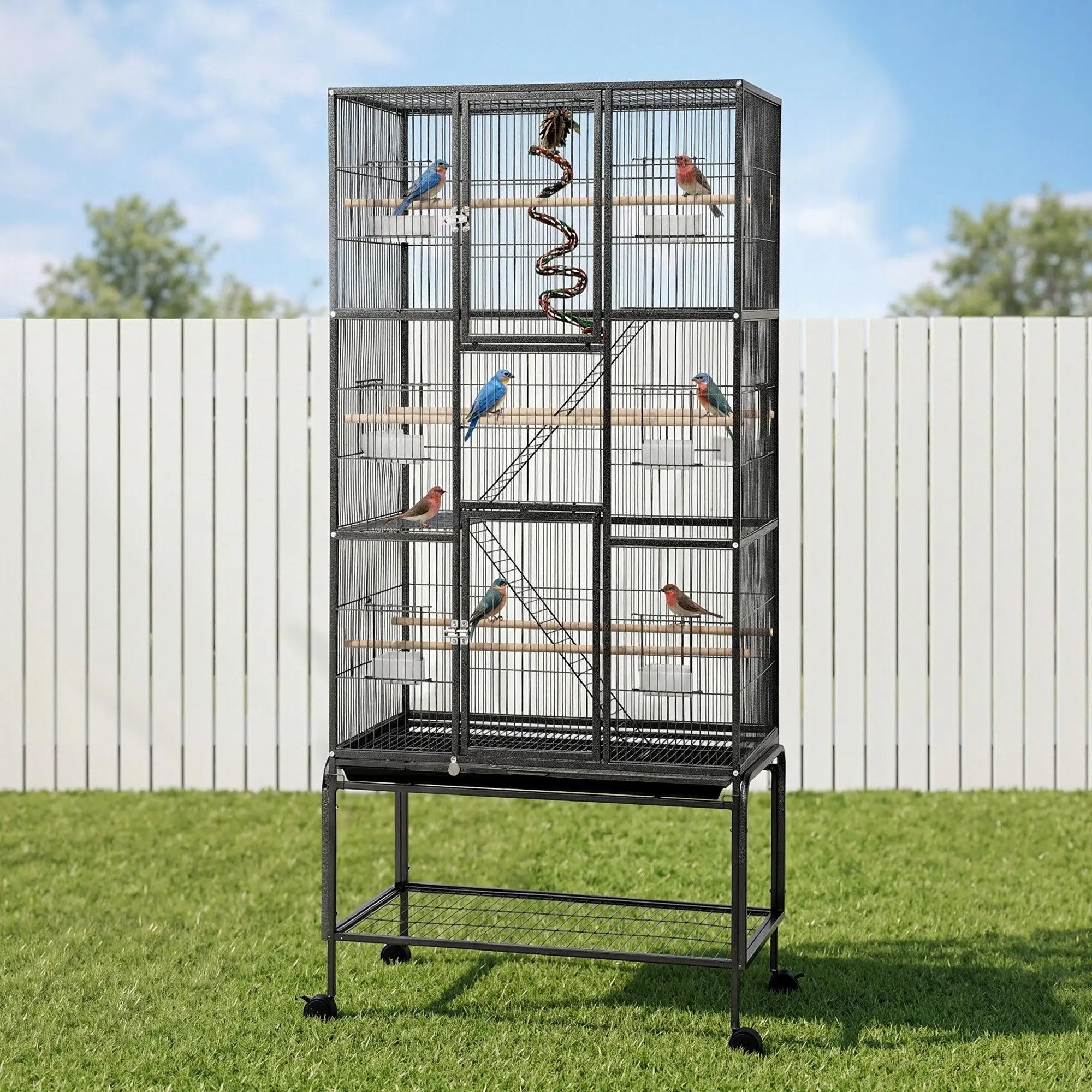 Ultimate 176cm Large Bird Cage for Parrots: Spacious 3-Tier Aviary with Ladder & Play Area