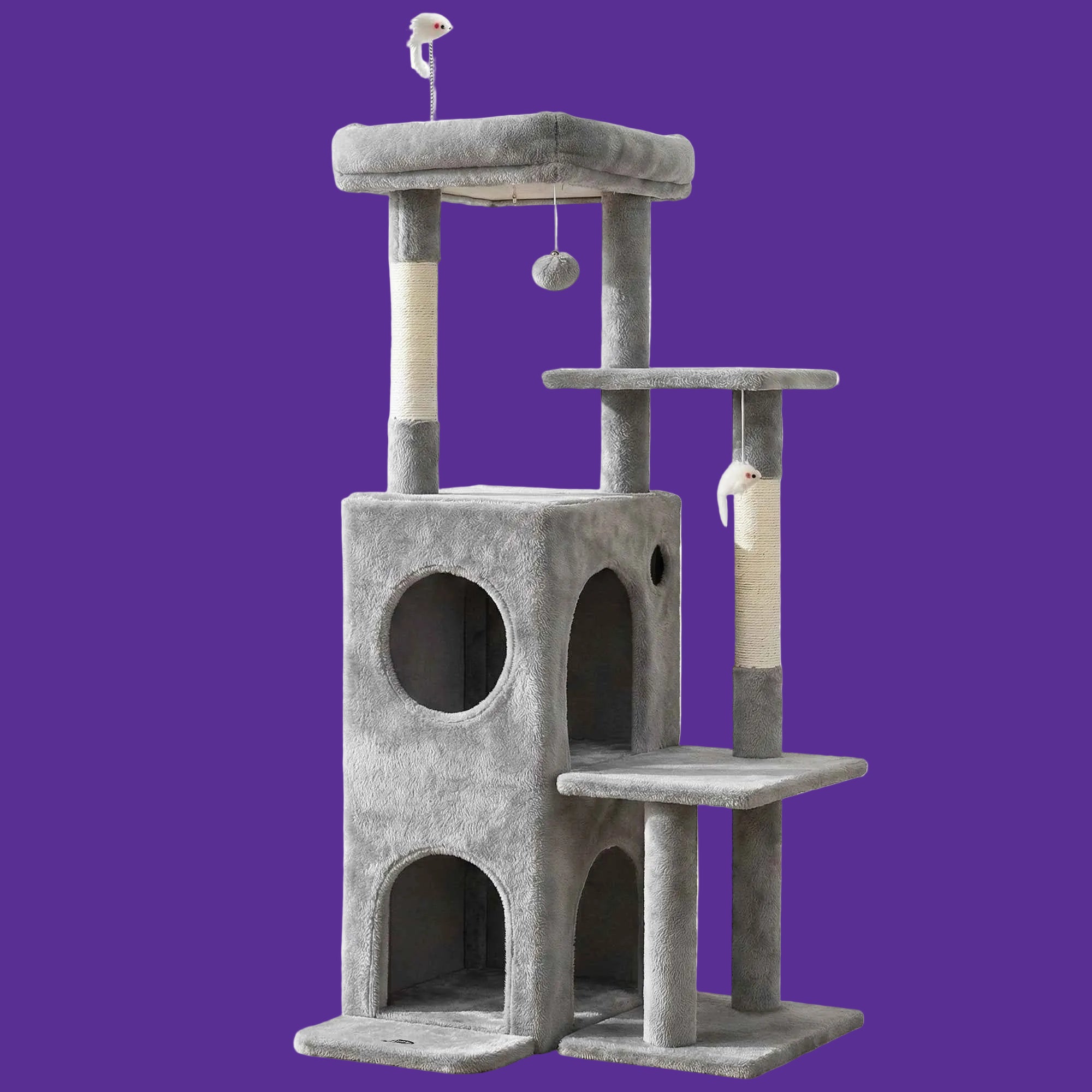 i.Pet Cat Tree Tower 127cm Scratching Post Furniture Scratcher House Light Grey