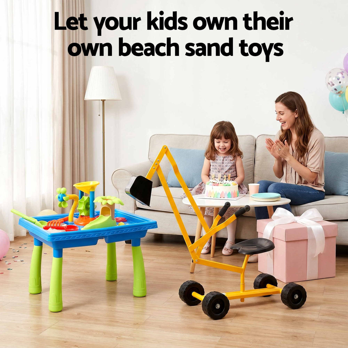 Keezi Ride On Digger Set with Sand and Water Table Sandpit Toys