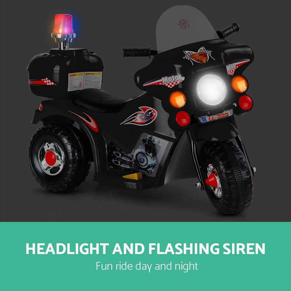 Rigo Kids Electric Ride On Police Motorcycle Motorbike 6V Battery Black