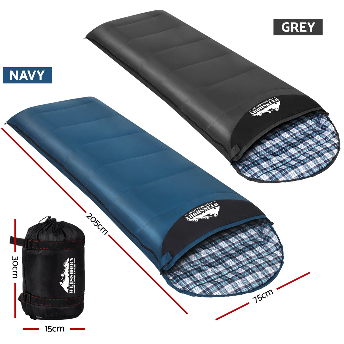 Weisshorn Sleeping Bag Set of 2 Single Thermal Camping Hiking Tent 0℃