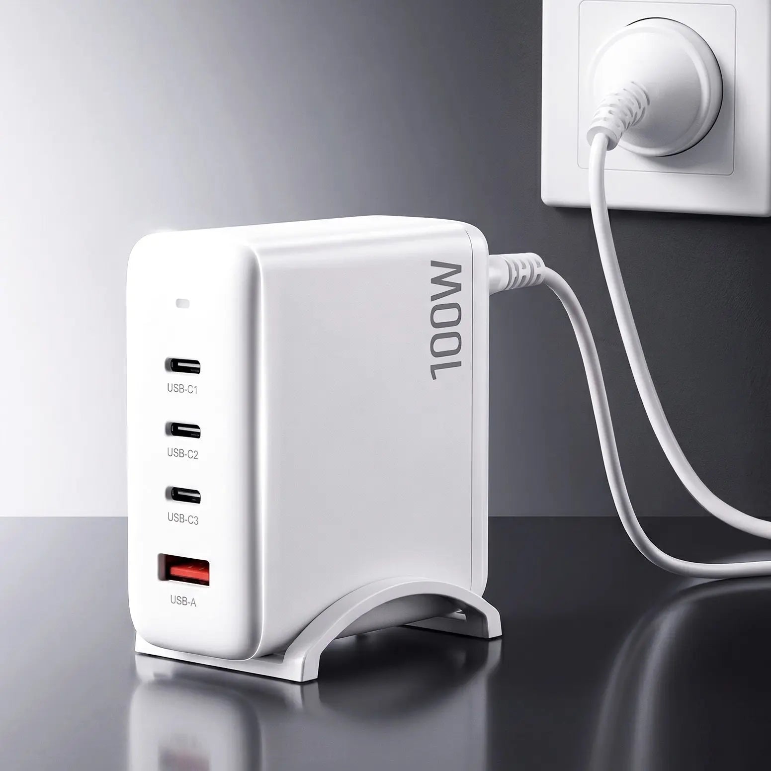100W USB C Fast Charger - Devanti 4-Port GaN Desktop Station for Ultimate Convenience