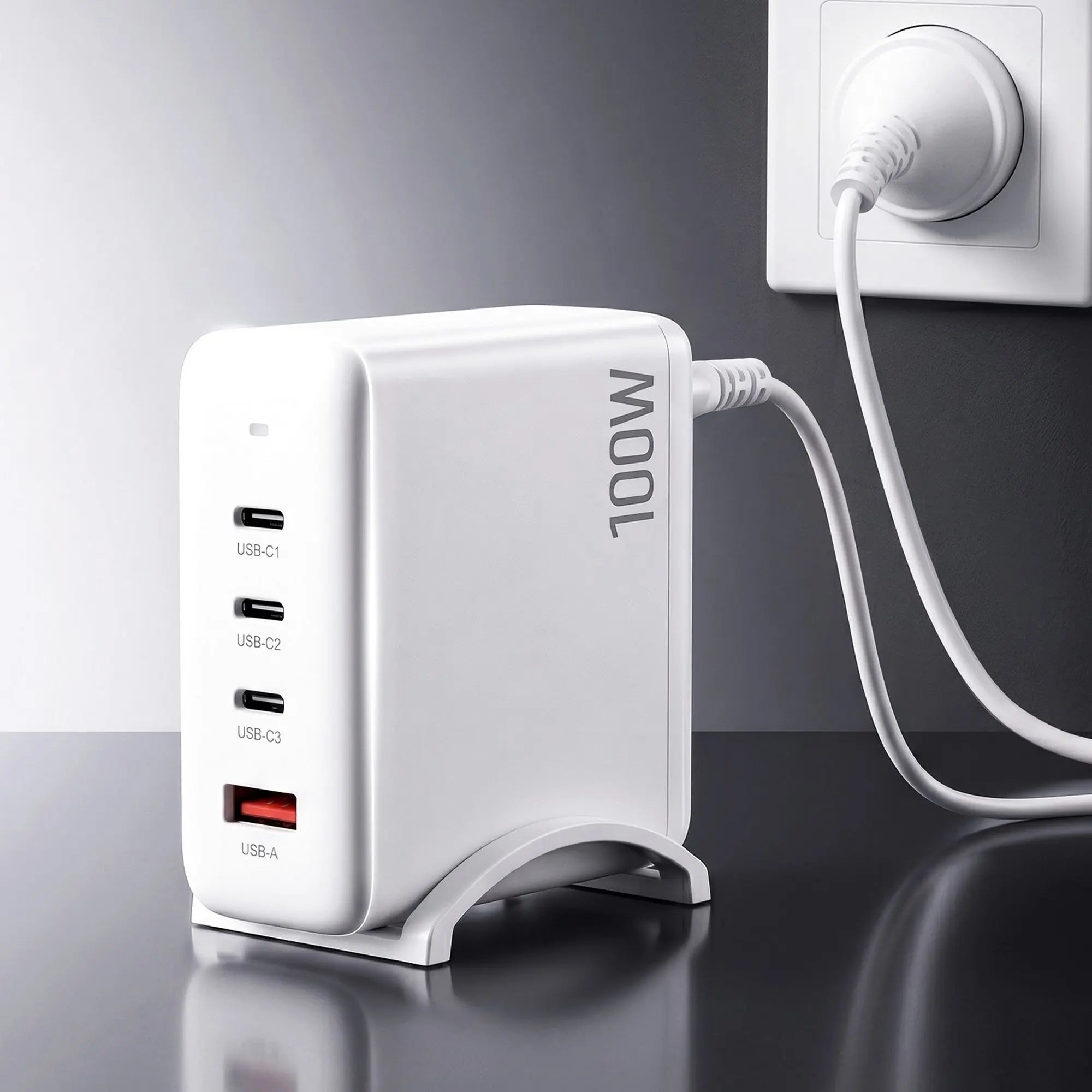 100W USB C Fast Charger - Devanti 4-Port GaN Desktop Station for Ultimate Convenience