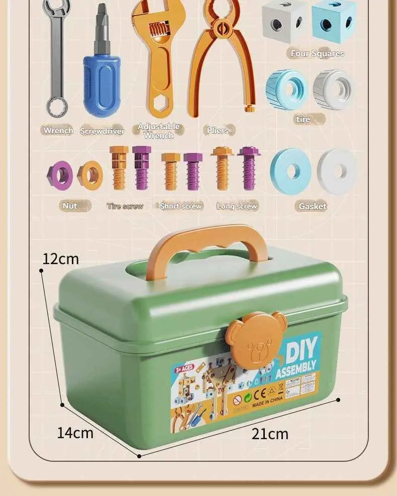 DIY Assembly Toy for Kids - 144pcs Wooden Building Set with Electric Drill