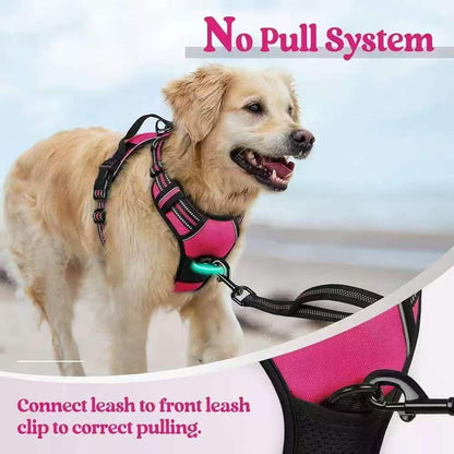 Anti-escape dog harness & leash, soft and comfortable breathable dog vest, reflective in the night, suitable for walking medium and large dogs.