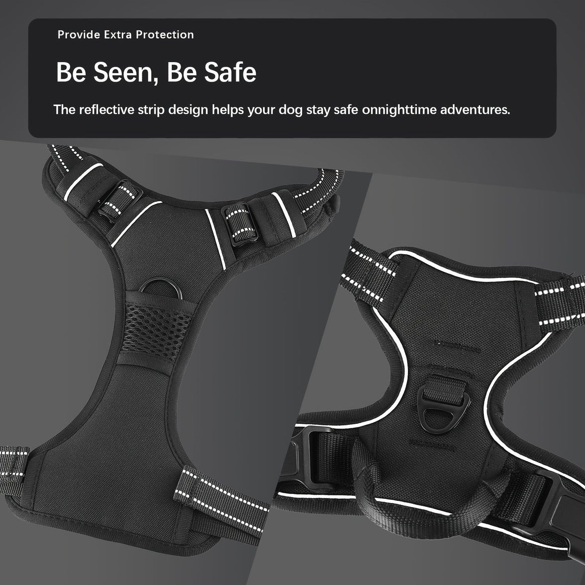 Anti-escape dog harness & leash, soft and comfortable breathable dog vest, reflective in the night, suitable for walking medium and large dogs.