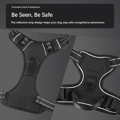 Anti-escape dog harness & leash, soft and comfortable breathable dog vest, reflective in the night, suitable for walking medium and large dogs.