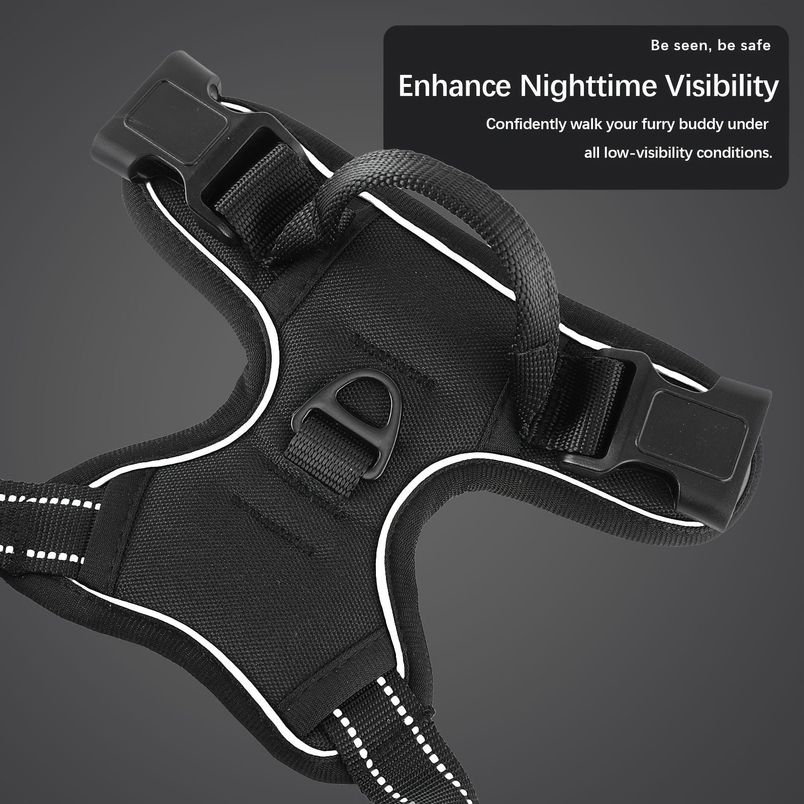 Anti-escape dog harness & leash, soft and comfortable breathable dog vest, reflective in the night, suitable for walking medium and large dogs.