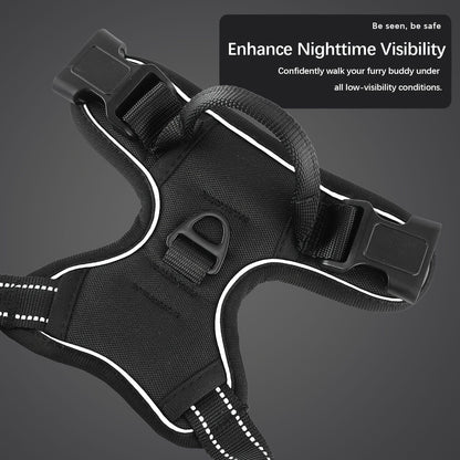 Anti-escape dog harness & leash, soft and comfortable breathable dog vest, reflective in the night, suitable for walking medium and large dogs.
