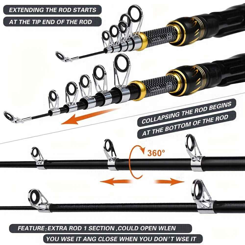 Proberus fishing rod reel set, including spinning reel, 2.4-meter fishing rod, fishing line, artificial bait, lead weight hook, complete set with storage bag