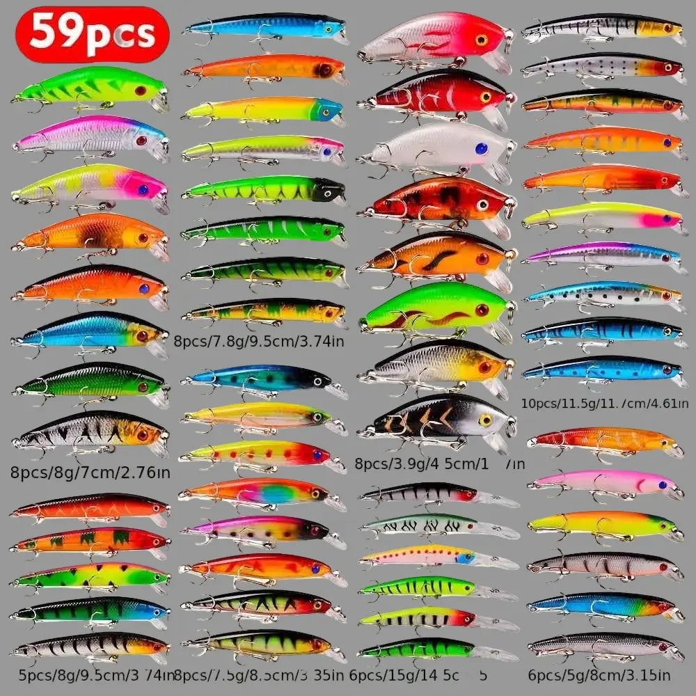 59 - piece Fishing Lure Set - High - Quality, Trending & Hot - Selling! Free Shipping