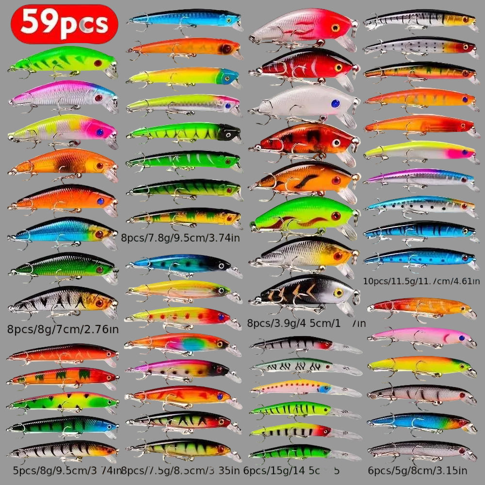59 - piece Fishing Lure Set - High - Quality, Trending & Hot - Selling! Free Shipping