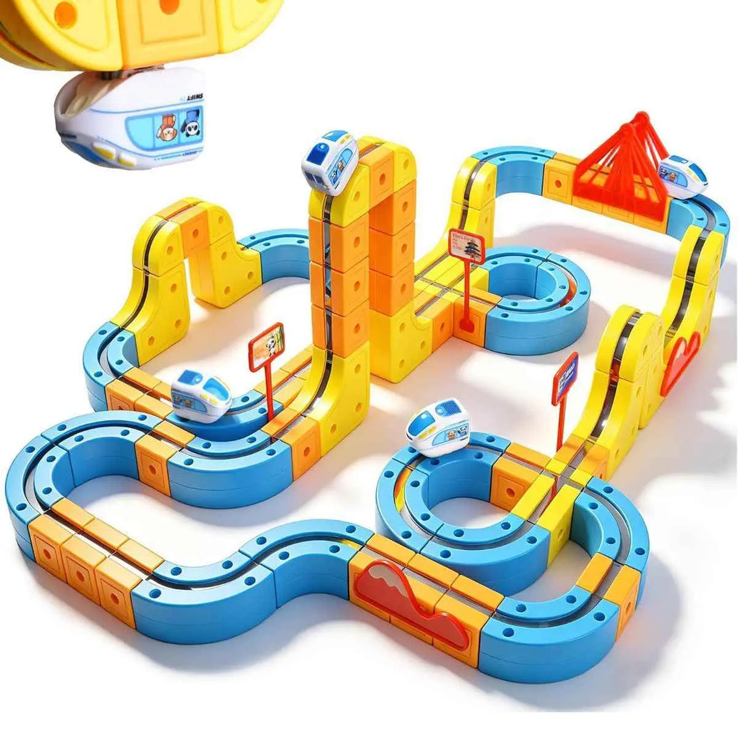 Magnetic Electric Train Set for Kids Ages 3-8, 168PCS Flexible Track Building Toy with Motorized Train, STEM Construction Gift for Boys and Girls
