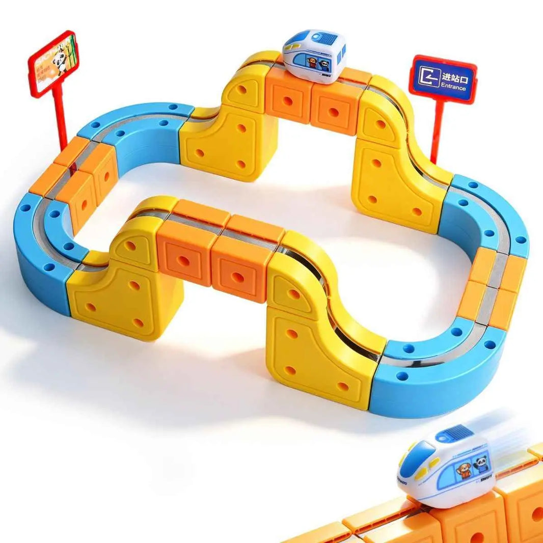 Magnetic Electric Train Set for Kids Ages 3-8, 168PCS Flexible Track Building Toy with Motorized Train, STEM Construction Gift for Boys and Girls