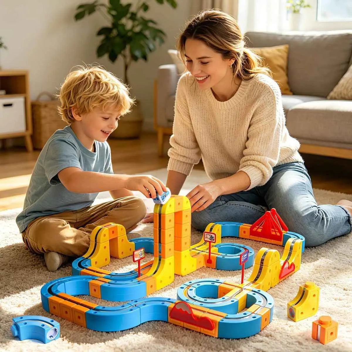 Magnetic Electric Train Set for Kids Ages 3-8, 168PCS Flexible Track Building Toy with Motorized Train, STEM Construction Gift for Boys and Girls