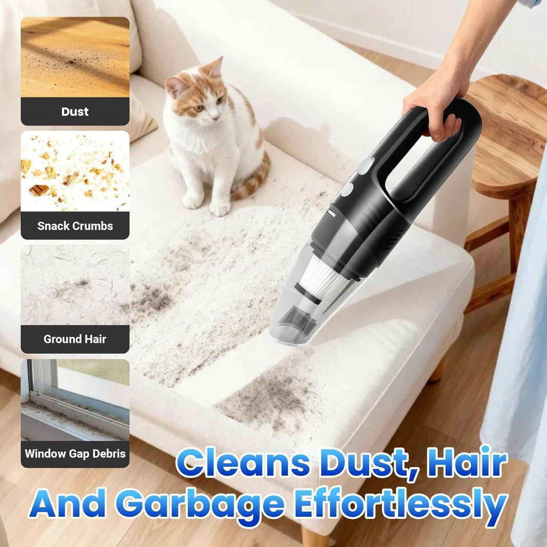 Portable Wireless Handheld Vacuum Cleaner, 11000PA High Power Mini Car Vacuum with Type-C Charging, 4000mAh Battery, 3 Nozzles & 2 Filters for Home Office Car Dust (Black)