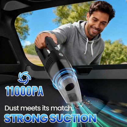 Portable Wireless Handheld Vacuum Cleaner, 11000PA High Power Mini Car Vacuum with Type-C Charging, 4000mAh Battery, 3 Nozzles & 2 Filters for Home Office Car Dust (Black)