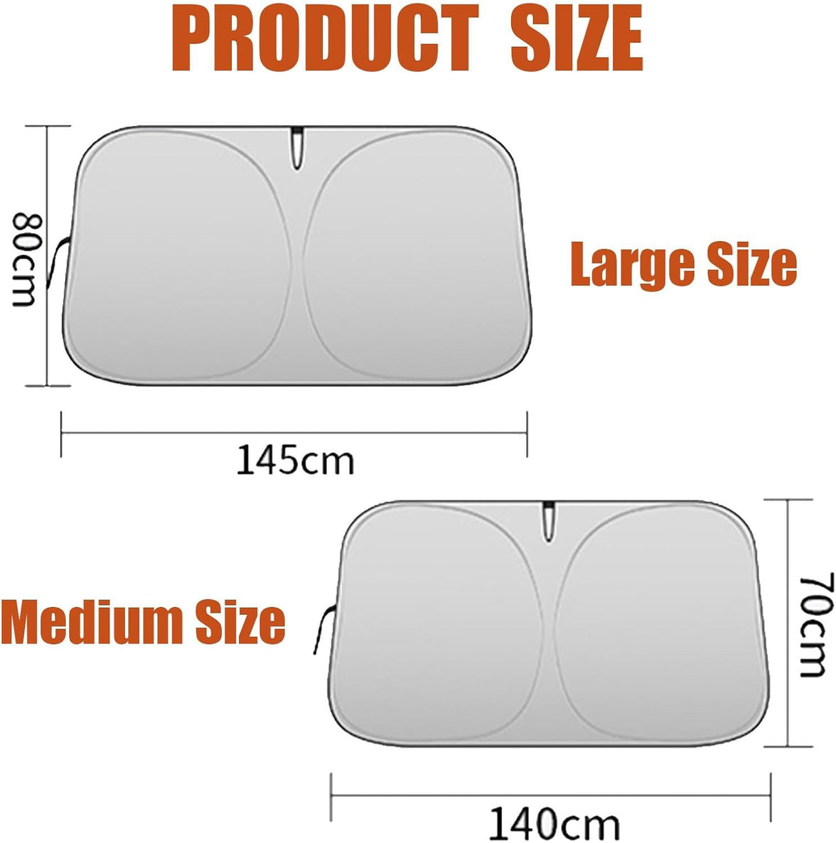 Universal Windshield Sun Shade for Sedans & Compact SUVs - Heat Insulation UV Protection Foldable Visor 140x70cm (Silver)