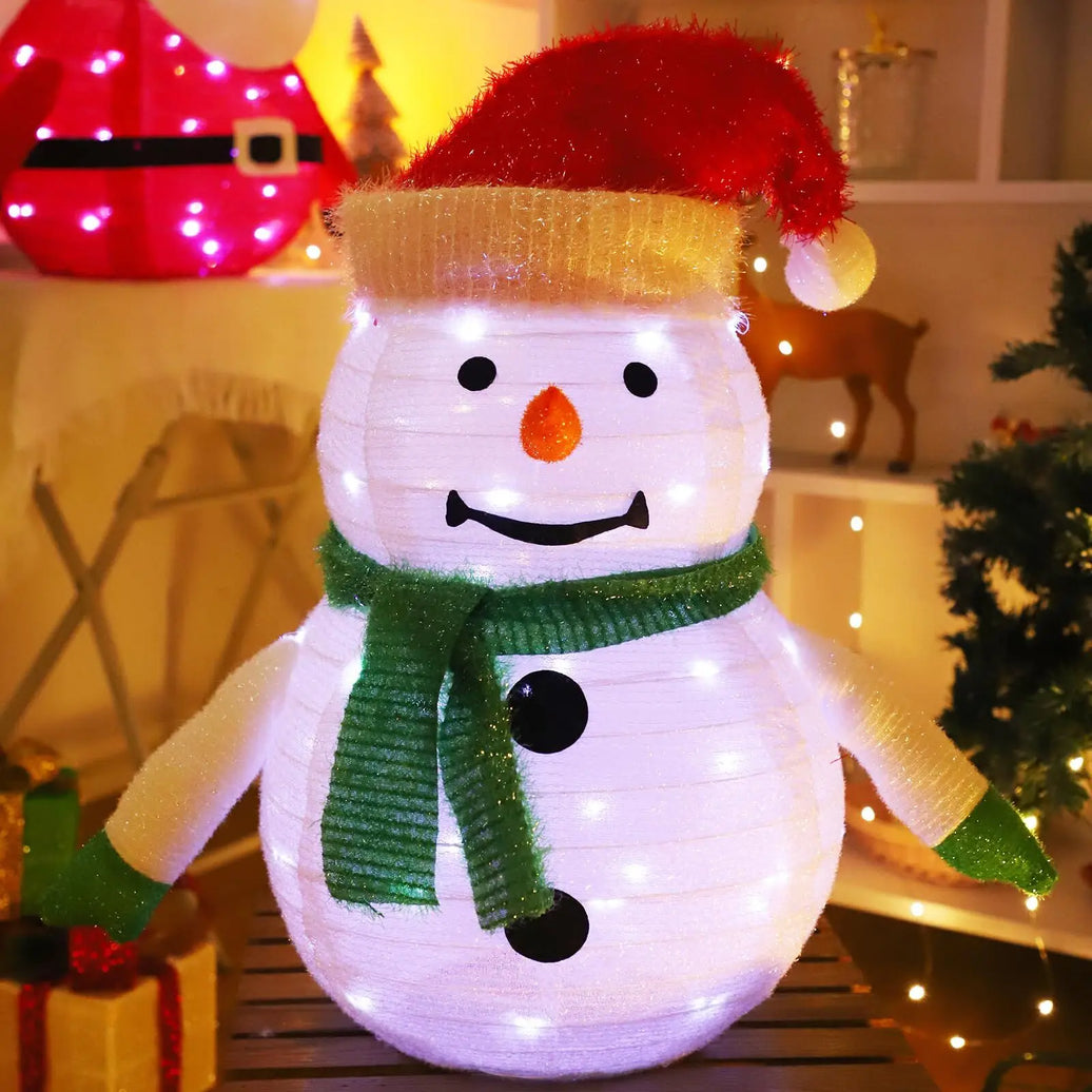 Brighten Your Holidays with the Lighted Christmas Snowman Lantern - 45 LED Illuminated Decoration