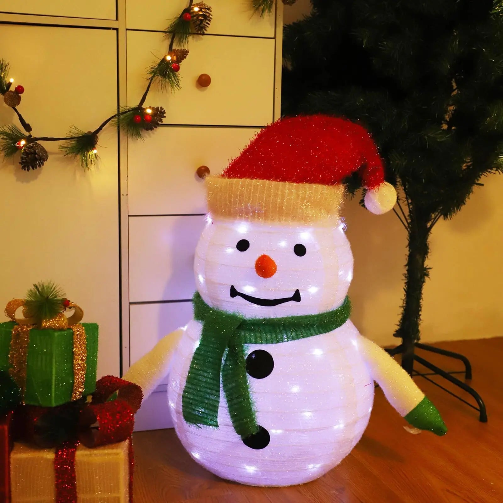 Brighten Your Holidays with the Lighted Christmas Snowman Lantern - 45 LED Illuminated Decoration
