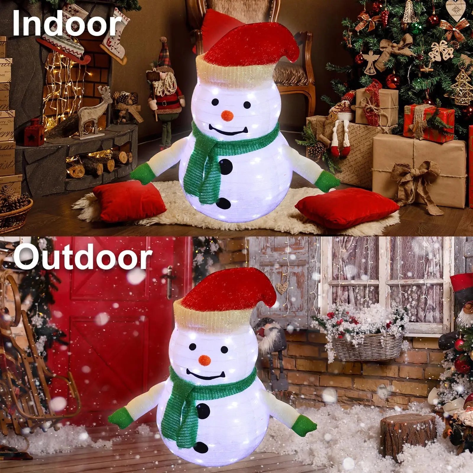 Brighten Your Holidays with the Lighted Christmas Snowman Lantern - 45 LED Illuminated Decoration