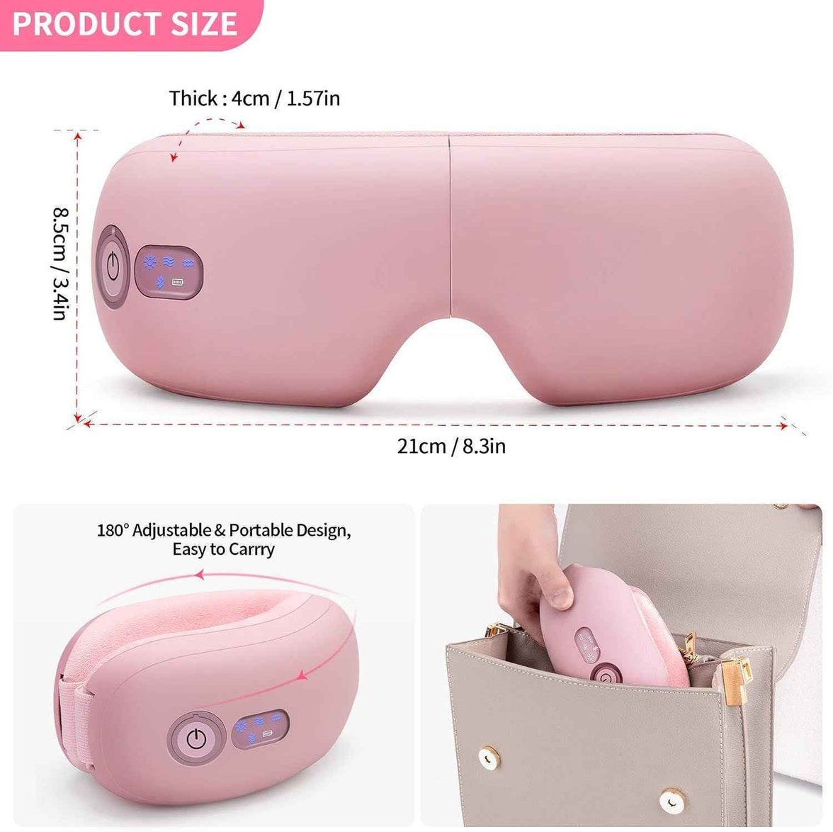 Eye Massager with Heat, Vibration and Warm Compress, Smart Sleeping Eyes Mask with Bluetooth Can Connect with Phone for Music,Gift for Mother's Day