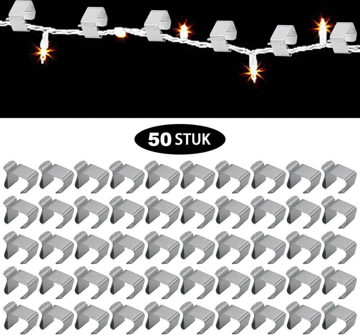 50 Pieces - Christmas Lights Gutter Hooks - Christmas Lights Roof Hooks - Christmas Lights Clips - Christmas Lights Gutter Hangers Seasonal Lighting Hooks For Outdoors For Christmas Lights Kitchen - Stainless Steel Clamp Metal Cable Clamp - Cable Clips -