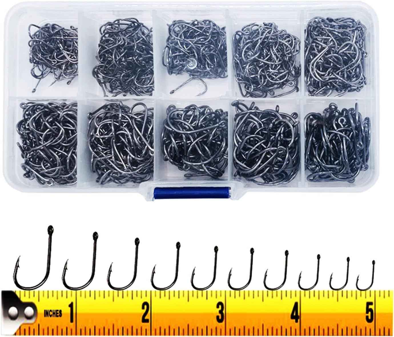 High Carbon Steel Barbed Fishing Hooks Set - 300 Piece Assortment for Ultimate Fishing Experience