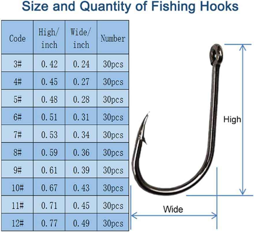 High Carbon Steel Barbed Fishing Hooks Set - 300 Piece Assortment for Ultimate Fishing Experience
