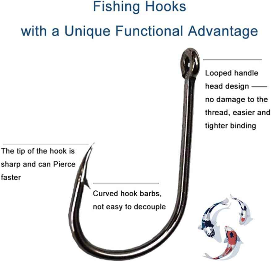 High Carbon Steel Barbed Fishing Hooks Set - 300 Piece Assortment for Ultimate Fishing Experience