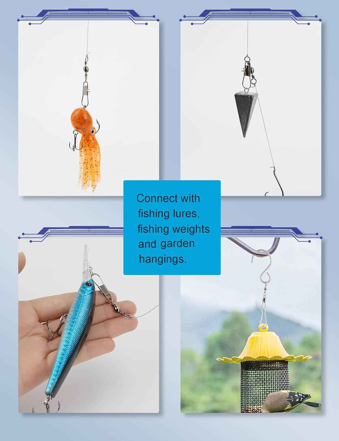 210 Piece Fishing Barrel Swivels with Snaps, Saltwater and Freshwater Snap Connector Set for Quick Lure Changes and Tackle Repairs