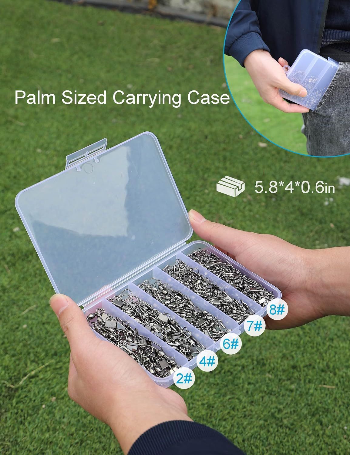 210 Piece Fishing Barrel Swivels with Snaps, Saltwater and Freshwater Snap Connector Set for Quick Lure Changes and Tackle Repairs